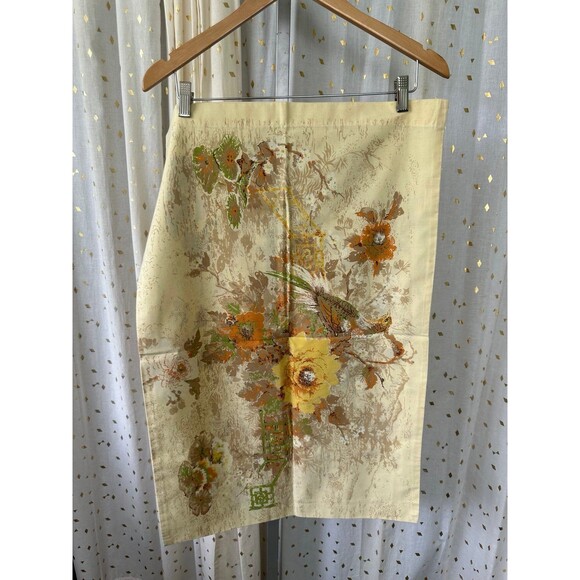 Vintage 70s Orange Yellow Floral Standard Pillowcases Set Of 2 - Picture 5 of 6